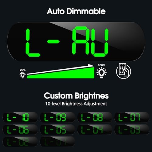Digital Wall Clock, 13" Large Display Digital Clock with Remote Control, Green