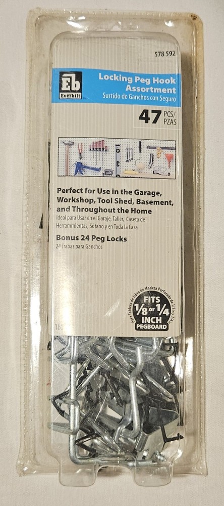 Locking Peg Hook Assortment Everbilt NIP