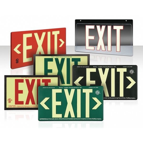 Exit Sign, Plastic, 15-3/8" W, 8-3/4" H, Exit (Double Arrows), White, Gran4735