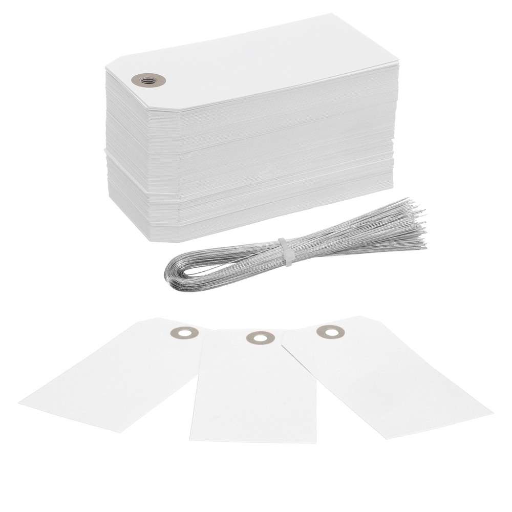 200Pcs Hang Tags,Tags with Wire String for Making Item Tags, White