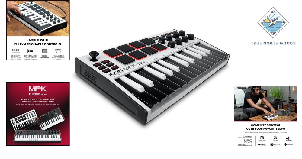 Compact MIDI Keyboard Controller with 8 Velocity Pads & Software Bundle Included