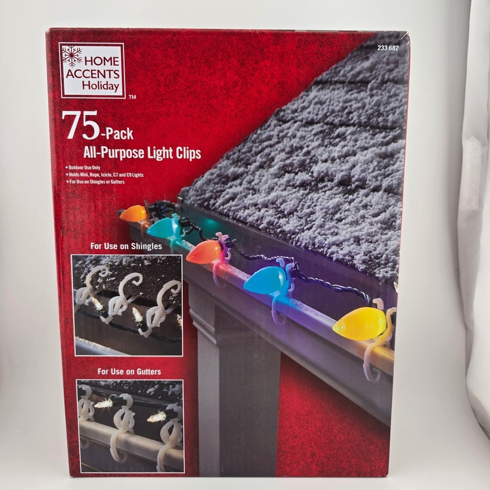 Christmas Lights Assorted Bundle Clear White Wire 280 Lights 75 Clips