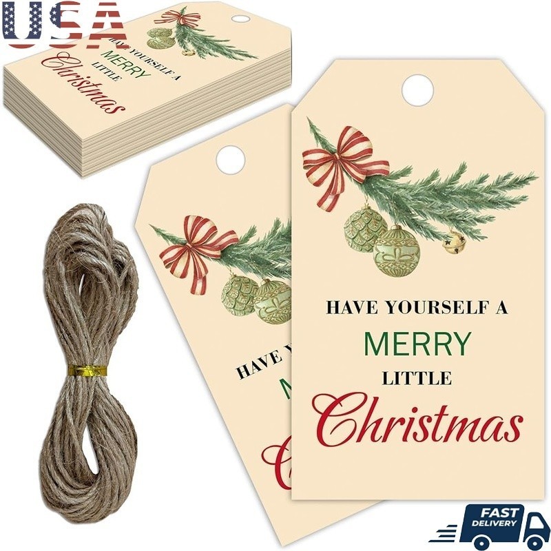 Christmas Gift Tags Classic Design Blank Space Customization Durable Paper US