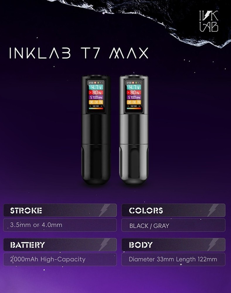 T7max Frequency Adjustable Wireless Tattoo Pen Machine