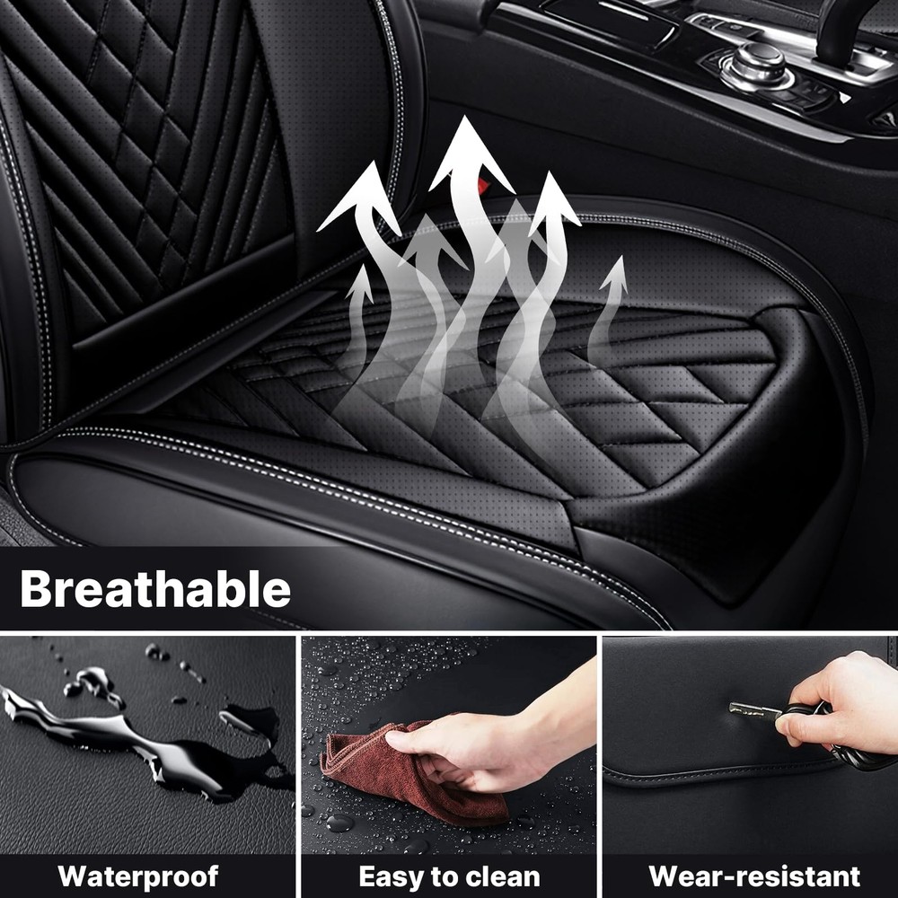 Seat Covers for Genesis 2009-2016 Waterproof Leather Front Black