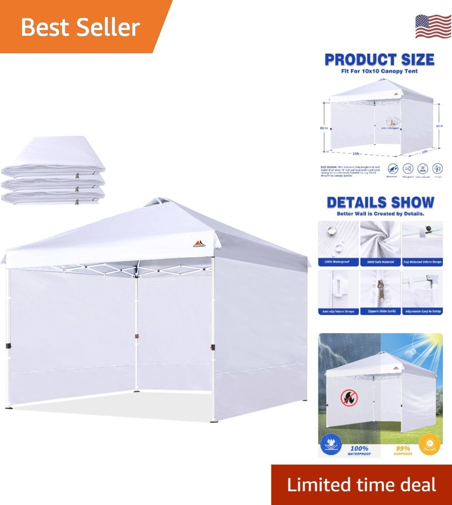 Versatile 3-Pack White Canvas Canopy Sidewalls, 10x10 Waterproof Design