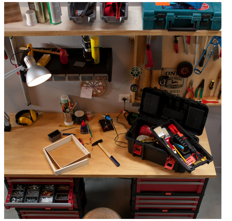 Hyper Tough 16-inch Toolbox, Plastic Tool and Hardware Storage, Black