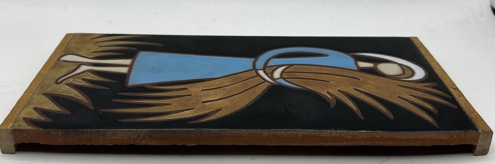 Girl holding wheat tile signed