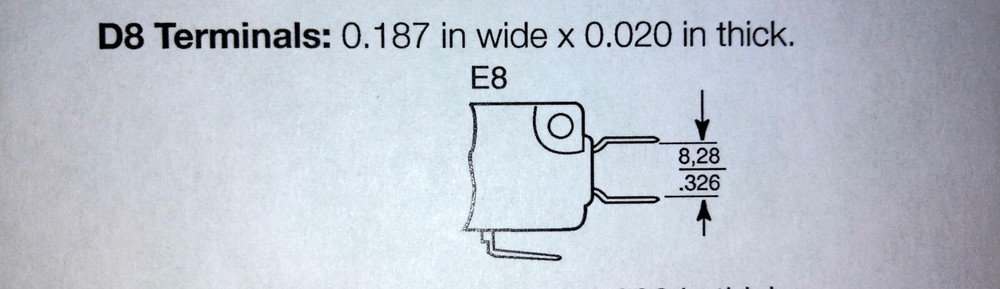 Honeywell - Micro Switch V7-1B37D8 Miniature Basic Switch 11 A @ 125V, SPNC