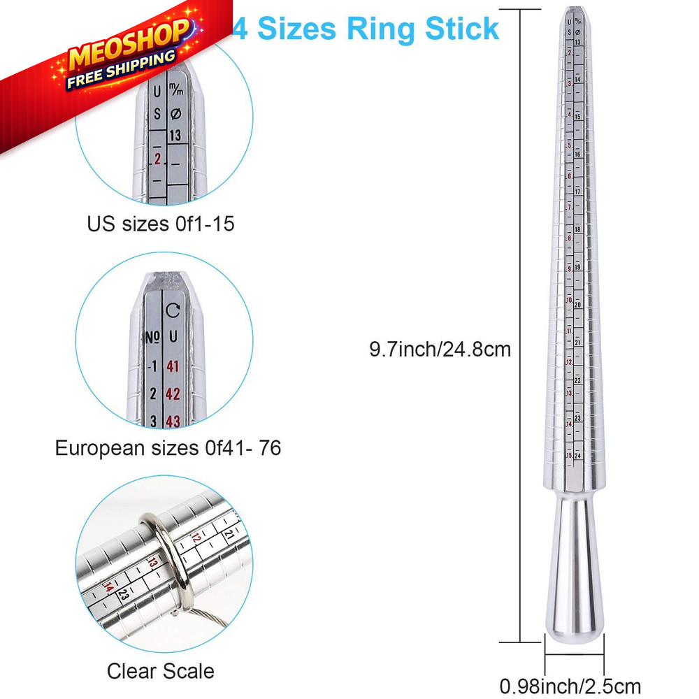 UUBAAR Ring Sizer and Measuring Tool, 5-in-1 Pro Sizing Kit: silver
