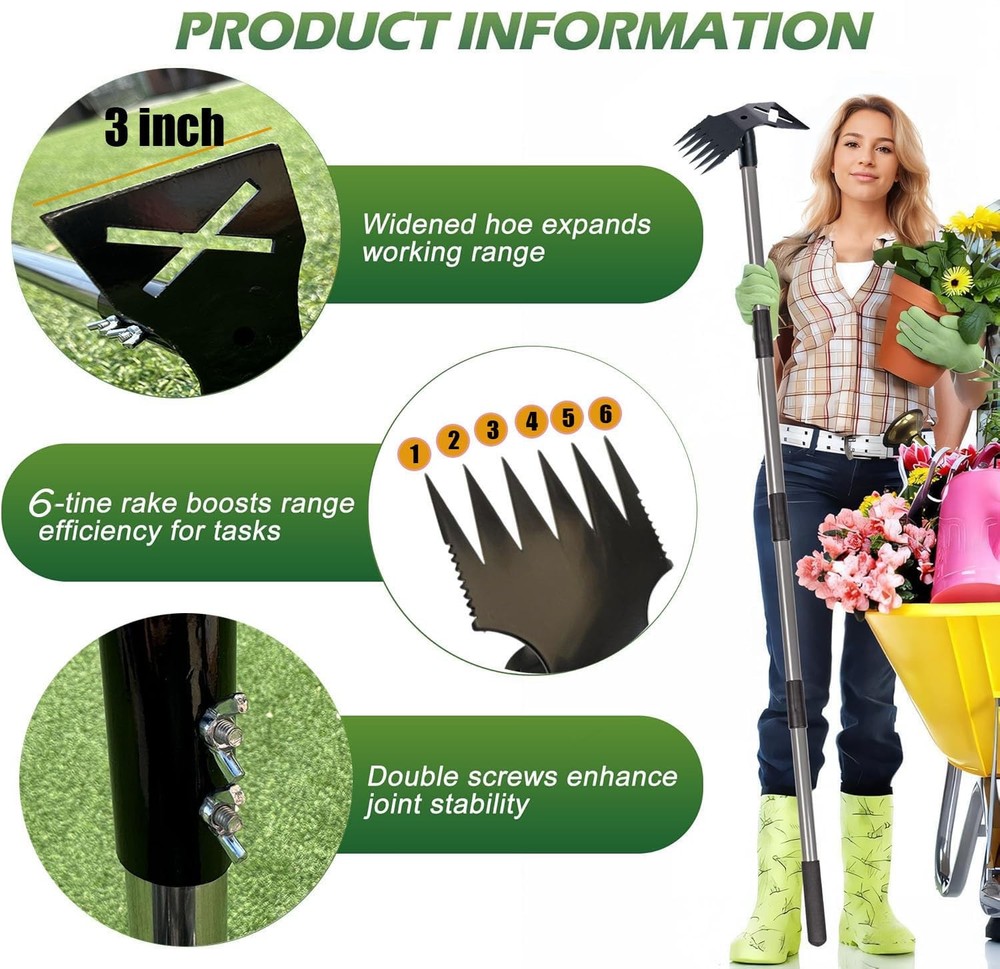 Weed Puller Tool with Long Handle, 60'' Weed Remover Weeding Tool, 2 in 1 Han...