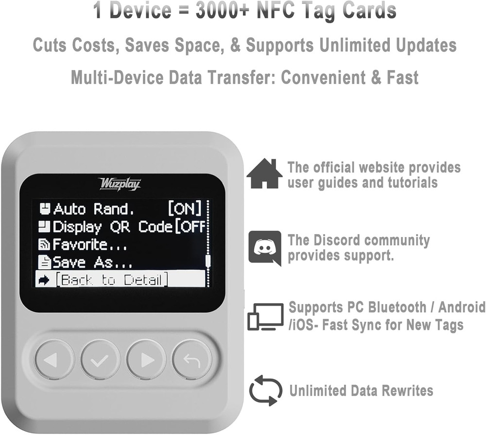 NFC Emulator Compatible with Switch 1 & 2 and NFC Enabled Devices - 1.54”OLED Sc
