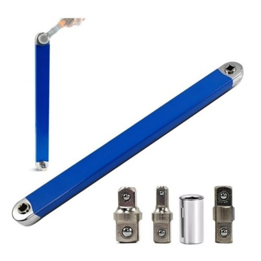 Offset Extension Wrench Set Ratchet Spanner Wrench with 4 Extender Adapter