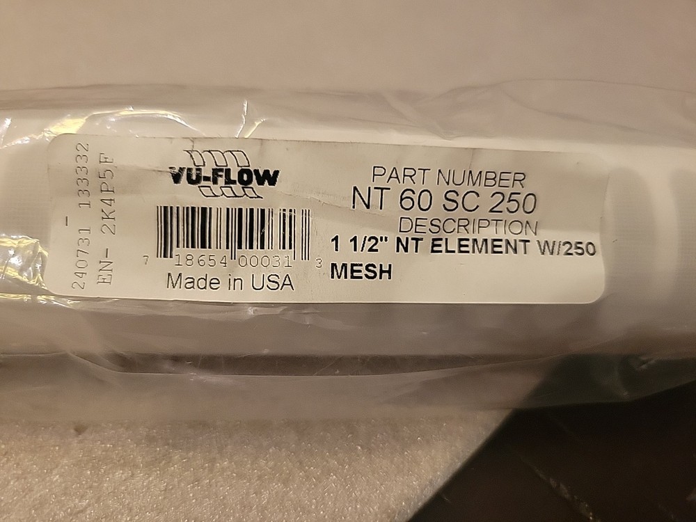 Vu-Flow NT 60 SC 250, 1 1/2" NT Element W/250 Mesh