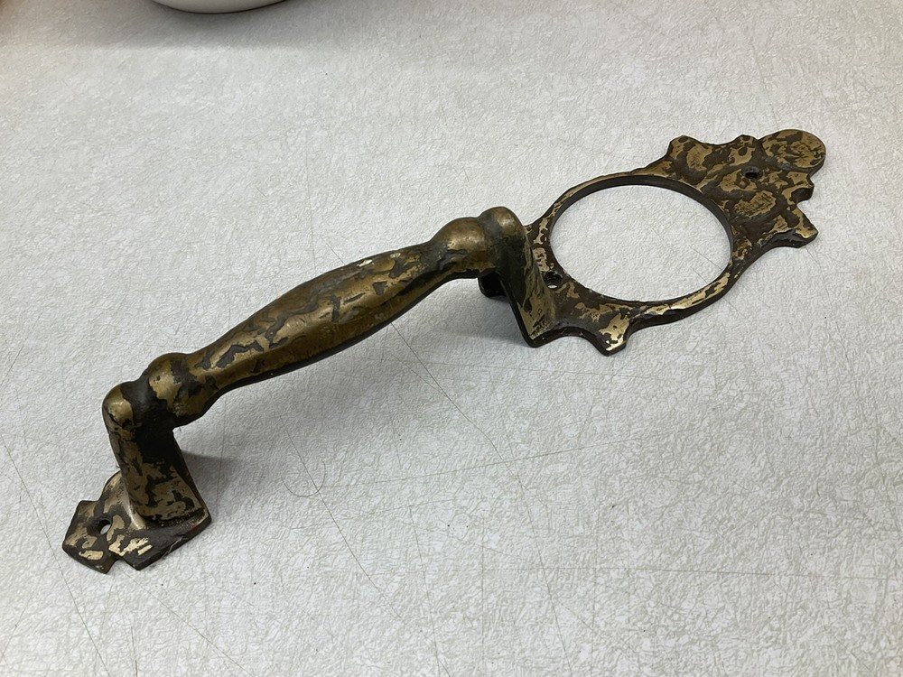 Brutalist MCM Heavy Brass Front Door Knob Handle Pull Mid Century Modern