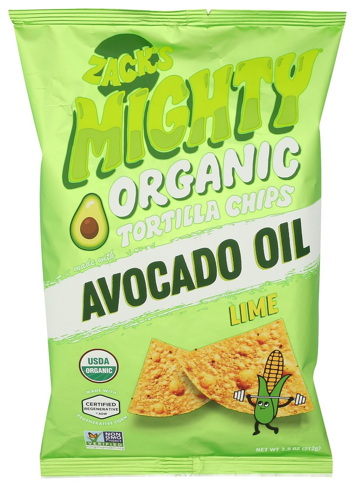 Zacks Mighty Tortilla Chips Lime 7.5 oz (Pack of 9)