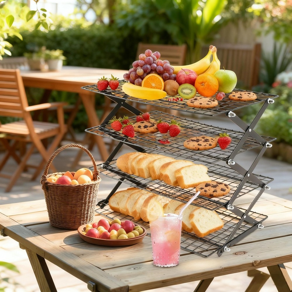 2-Tier Collapsible Cooling Racks, Detachable Wire Cooling Rack Stackable Dryi...