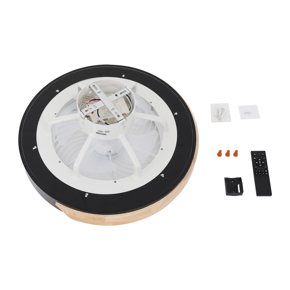21.6" Flush Mount Ceiling Fan Light with Remote Control, 6 Speeds, Cage Design