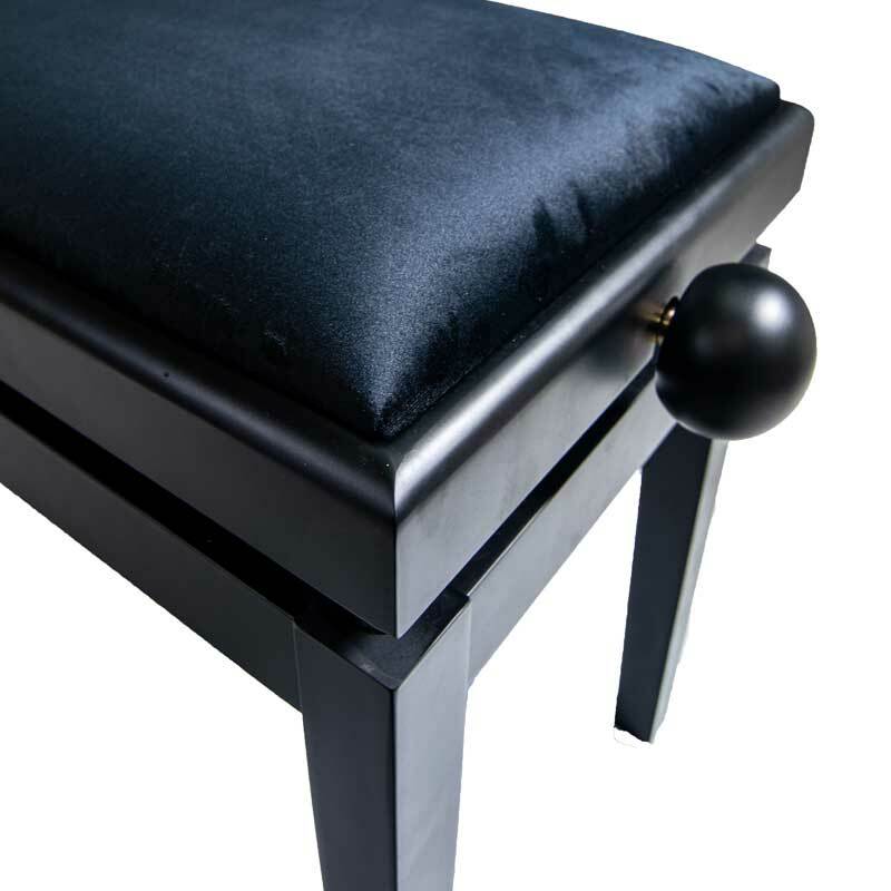 "LEGATO" Adjustable Piano Stool with Black Top, Satin Black
