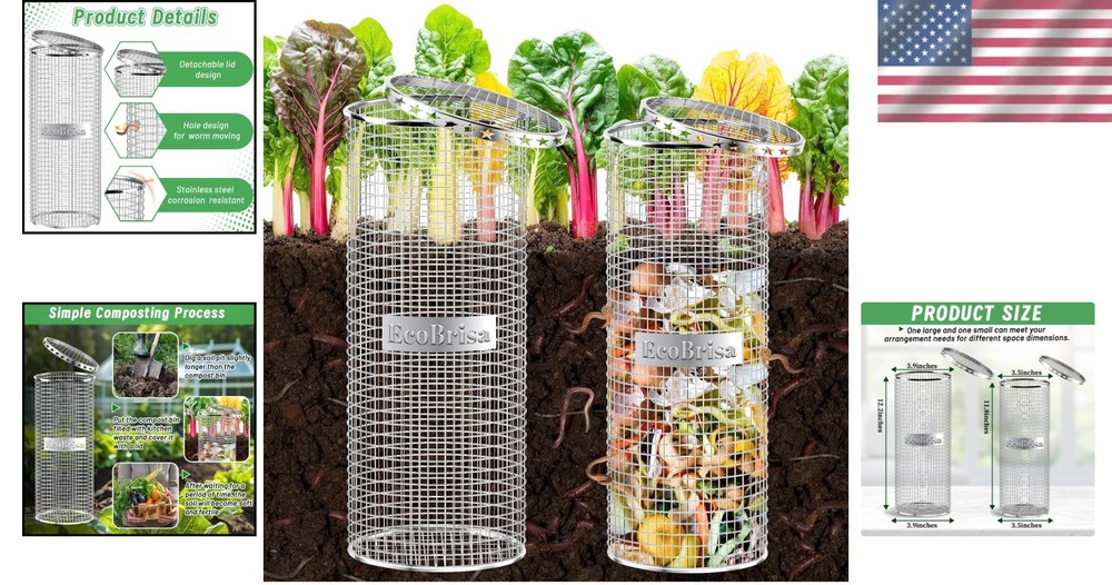 2-Pack Underground Worm Composting Bins – Compact Metal Design for Efficiency