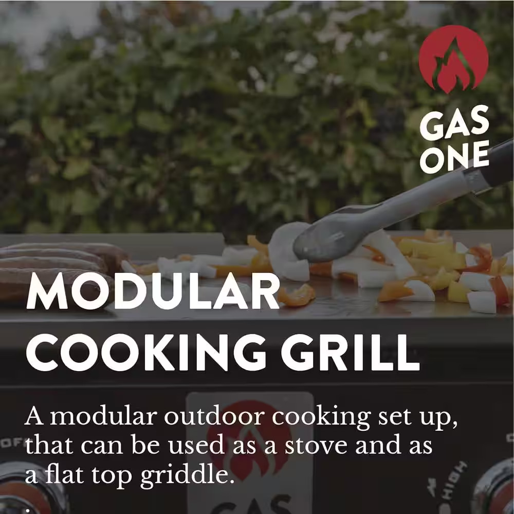 2-Burner Propane Grill in Black with Flat Top Griddle