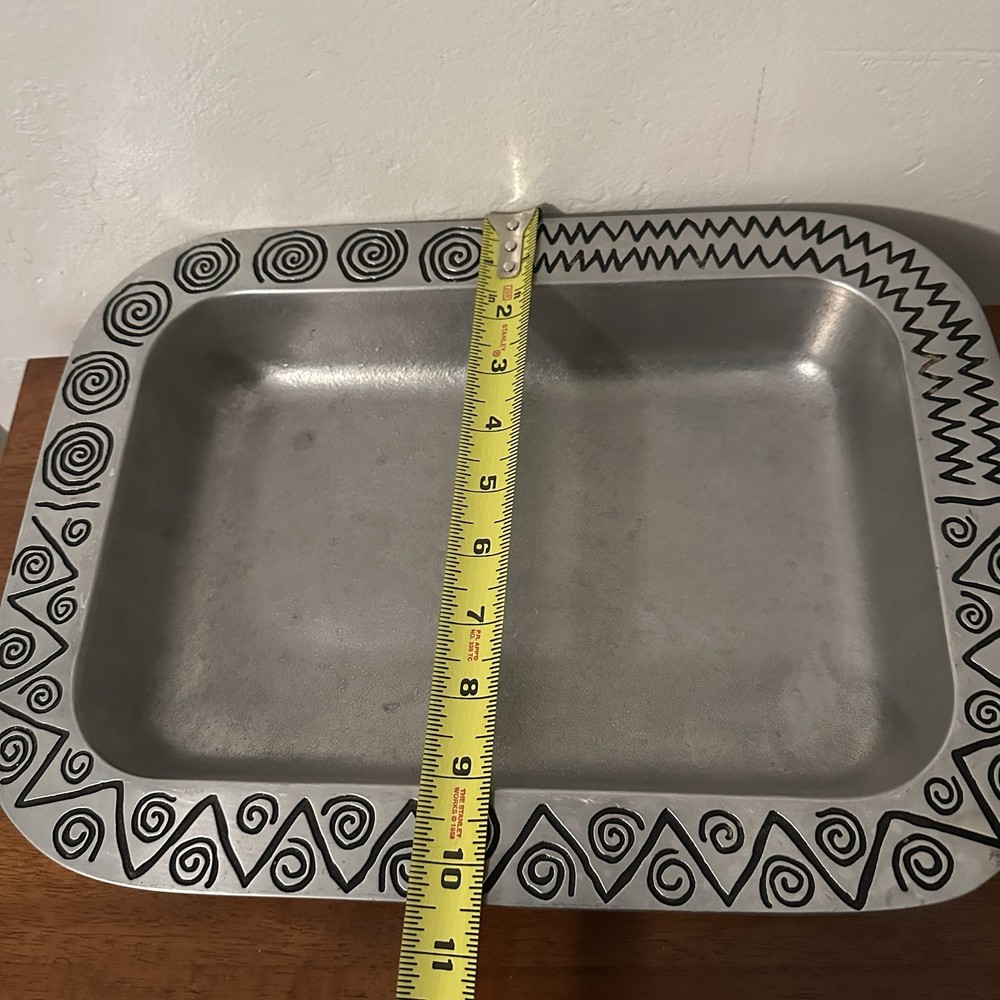 Wilton Armetale RWP Rectangular Serving Tray Platter Swirl Border Heavy Metal