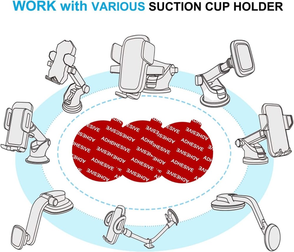Transparent Double-Sided Adhesive Disk Set for Dashboard & Windshield Use
