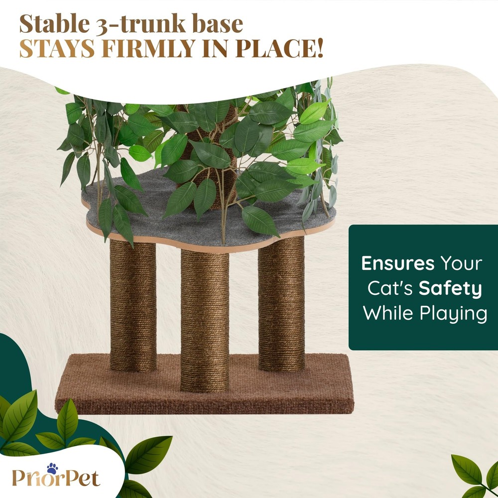 Cat Tree with Leaves – Stable & Space-Saving Design – 4 Scratch Levels & 5 Sc...