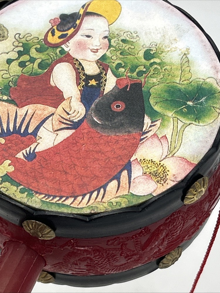 Traditional Asian Rattle Monkey Drum Den Den Daiko Koi