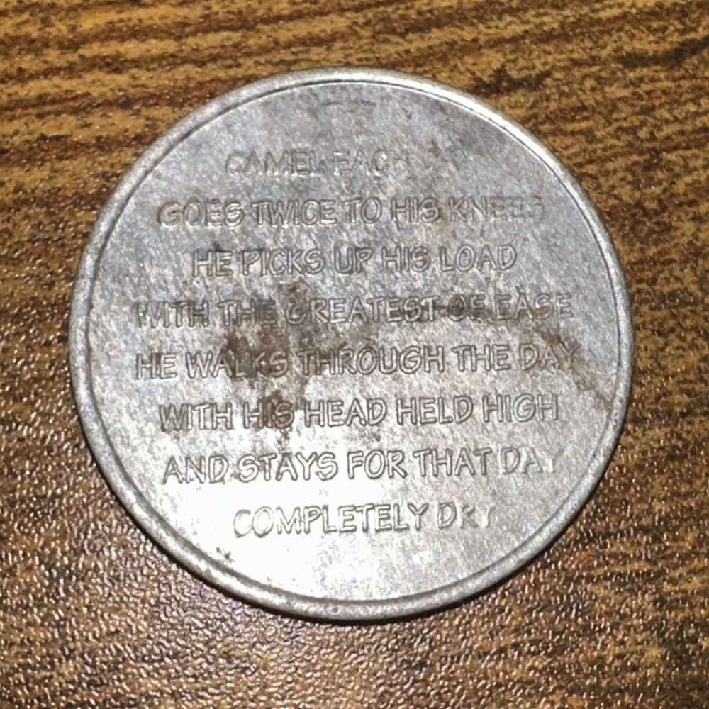 12 Point Program Camel Token “One Day At a Time” Aluminum 1980s