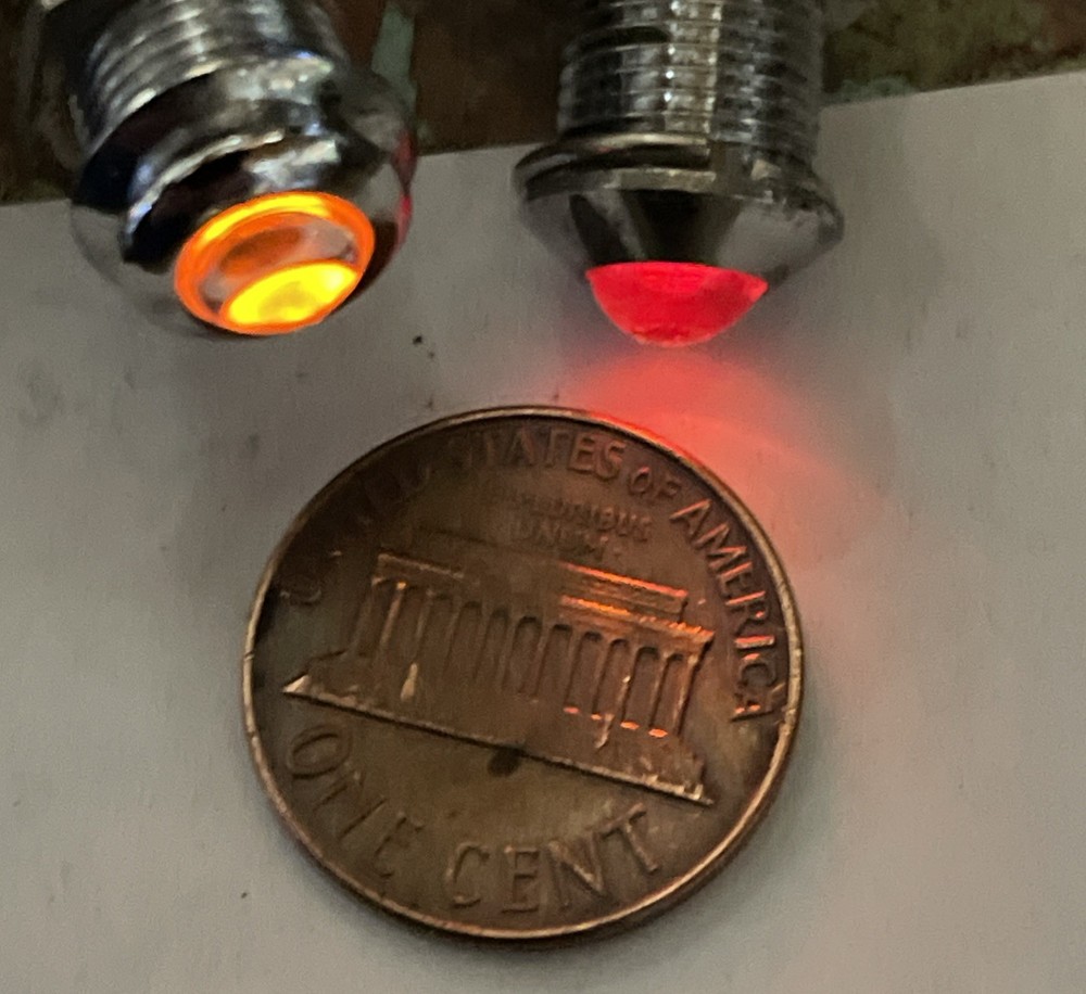 Tiny Dial/Indicator Panel Mount Lights Pair Red /Orange