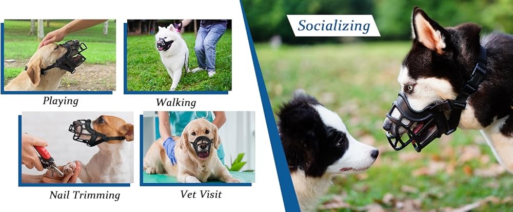 BARKL Dog Muzzle, Basket Muzzle Anti Biting Chewing, Sturdy Lightweight