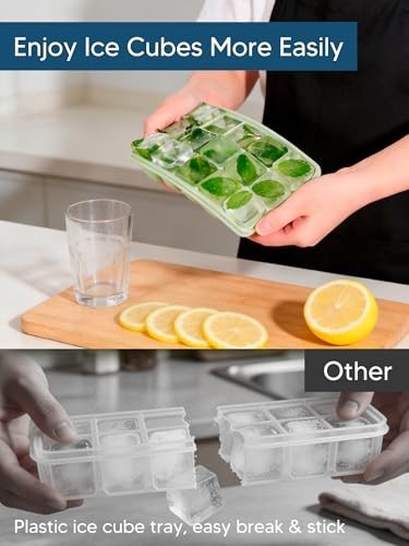 4 Pack Silicone Ice Cube Trays with Lids, Easy Release Stackable Molds for Cockt