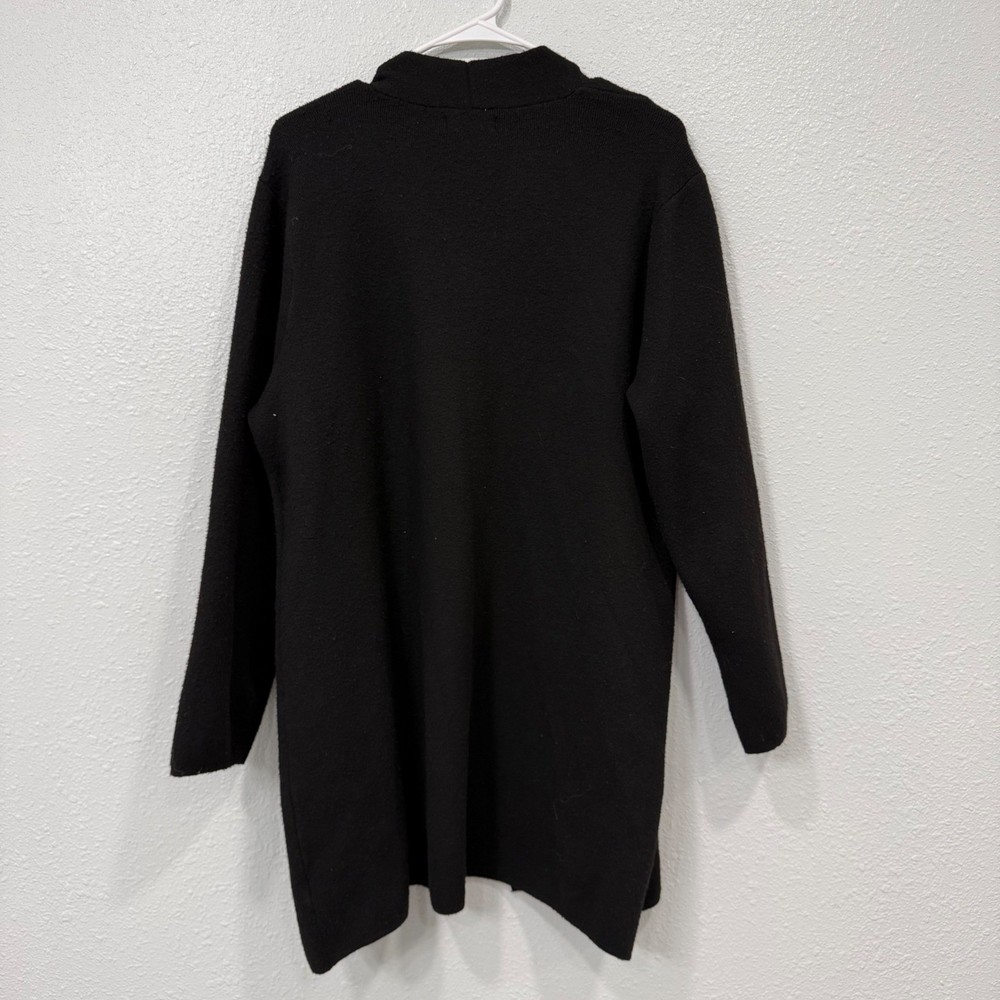 Nine West Black Open Front Longline Cardigan Sweater Plus Size 1X Pockets
