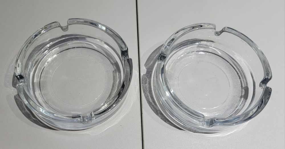 Set of Two Clear Ashtrays 4,25"