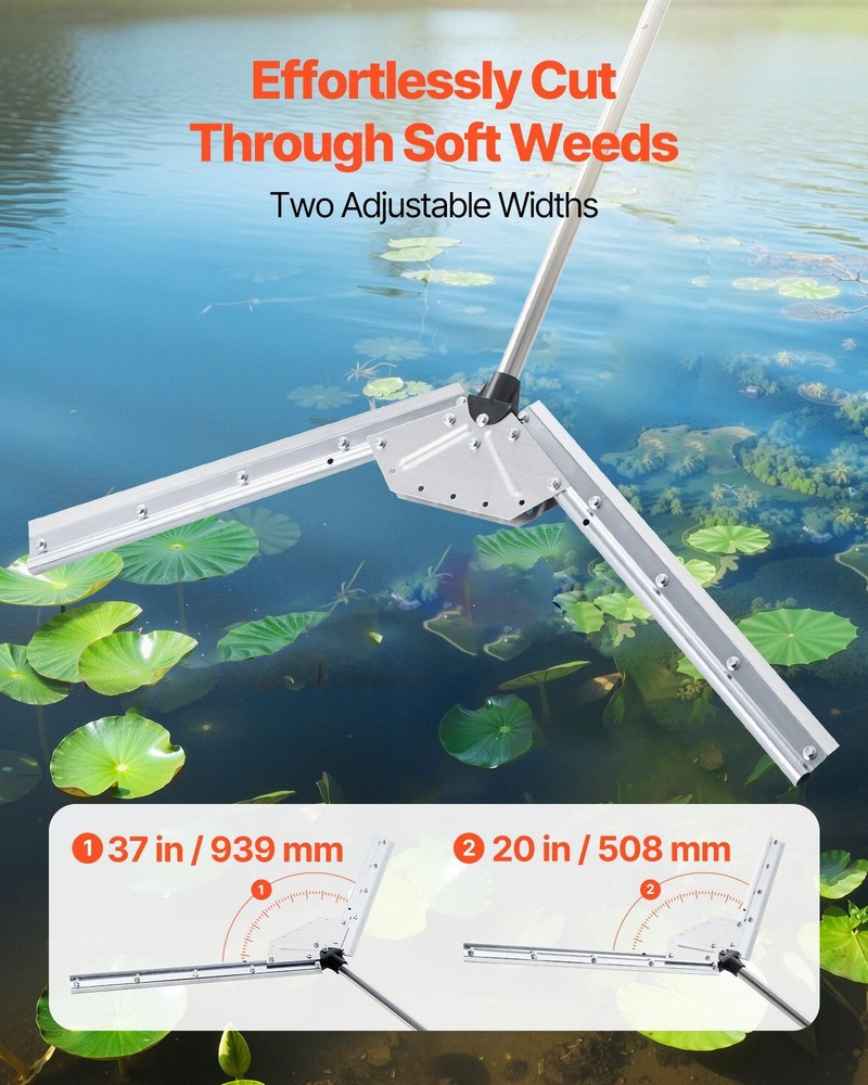 Lake Cutter Tool 37in Adjustable Width 2mm Blades 30ft Rope
