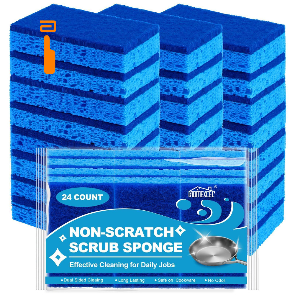 HOMEXCEL Sponges Kitchen 24pcs, Non-Scratch Scrub 24 Count, Blue-rectangle