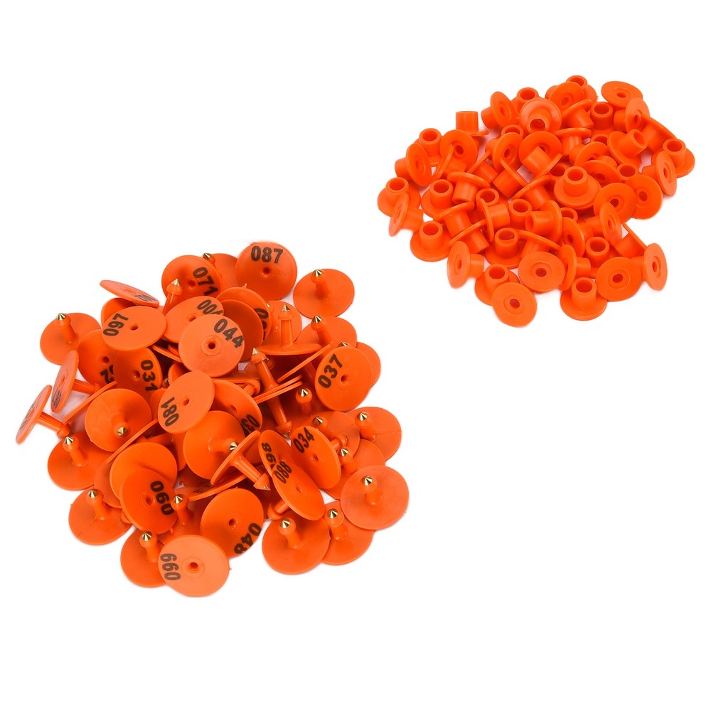 (Orange)Cattle Numbered Ear Tag Convenient Identification Dog Marker Label With