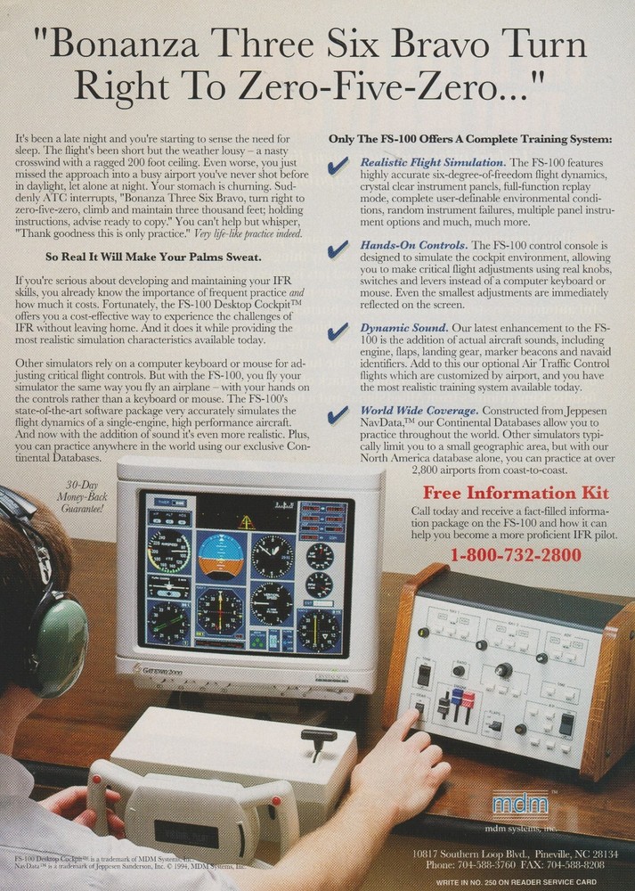 Aviation Magazine Print - MDM System FS-100 Desktop Cockpit Simulator (1995)