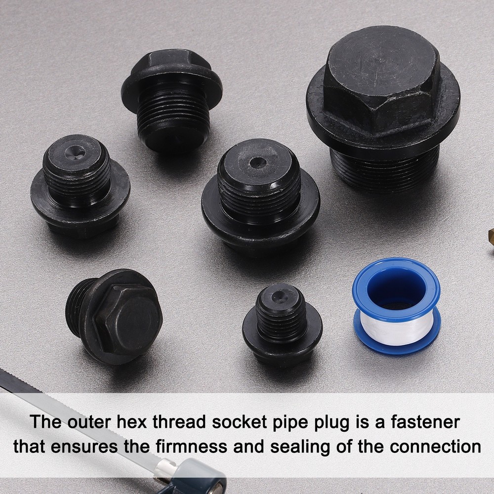 6Pcs M16x1.5 Carbon Steel Male Thread Outer Hex Pipe Plug Fitting Socket