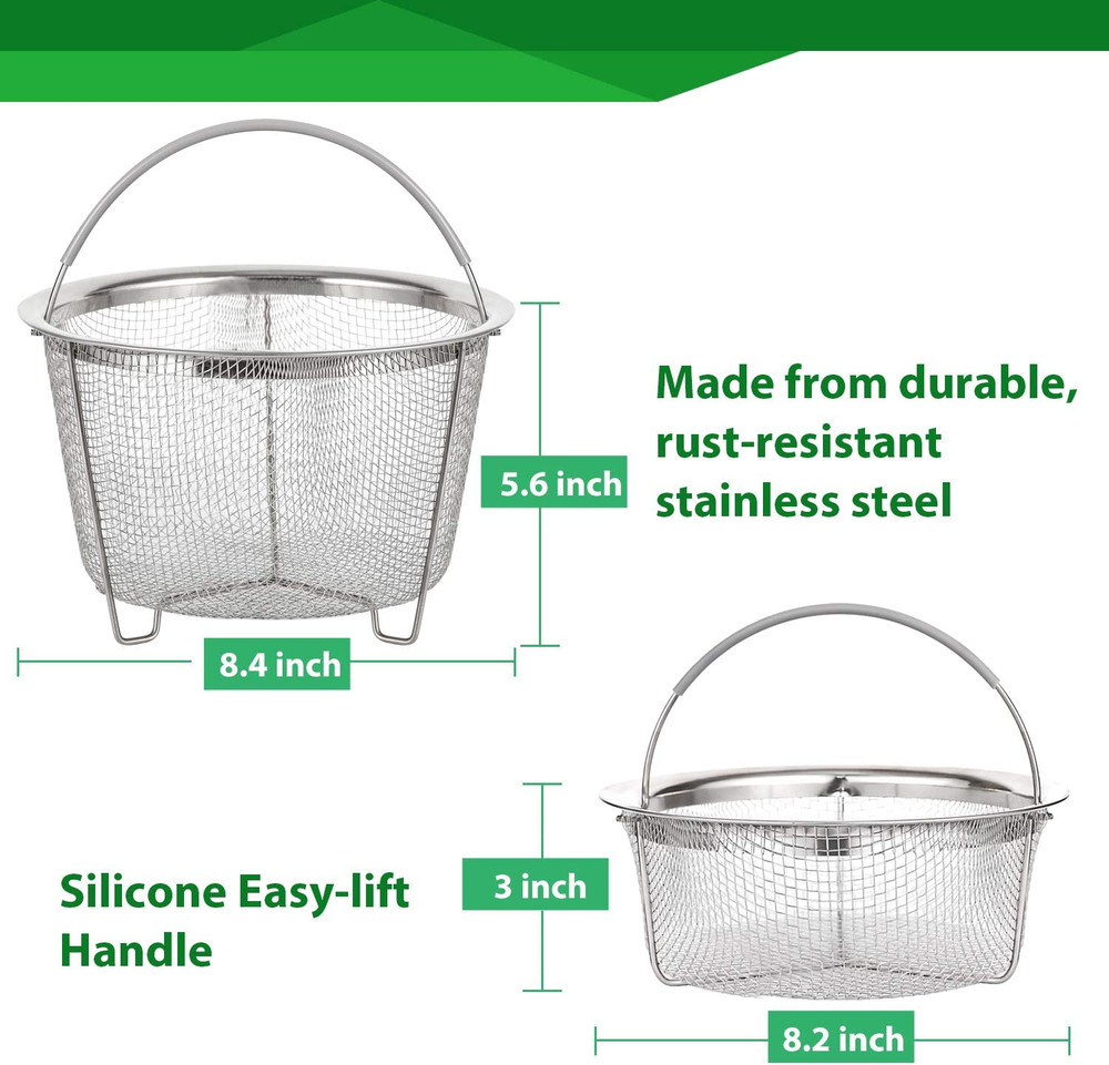 Steamer Basket for Instant Pot Accessories 6 Qt or 8 Quart - 2 Tier Stackable 18