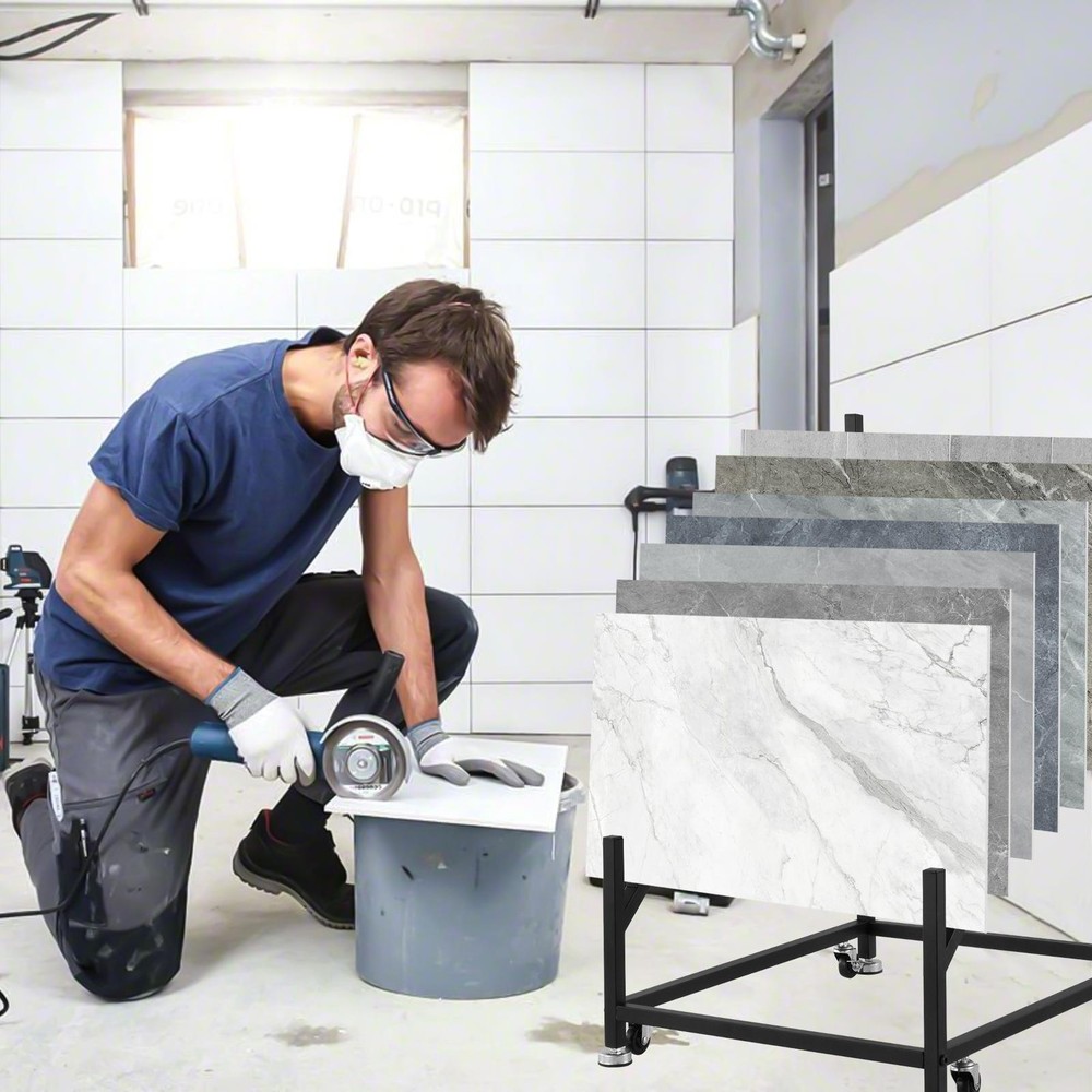 12-tier Tile Sample Display Stand, Standing Slotted Flooring Display Shelf,