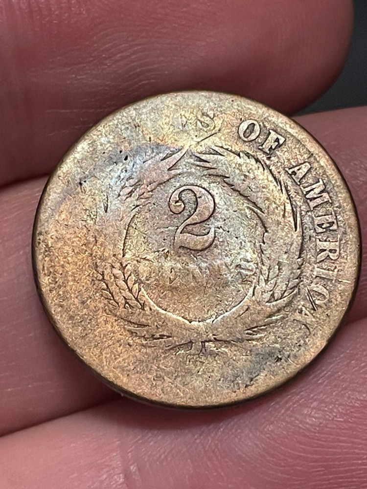 1866 Two 2 Cent Piece- Lowball, About Good Details, Toned