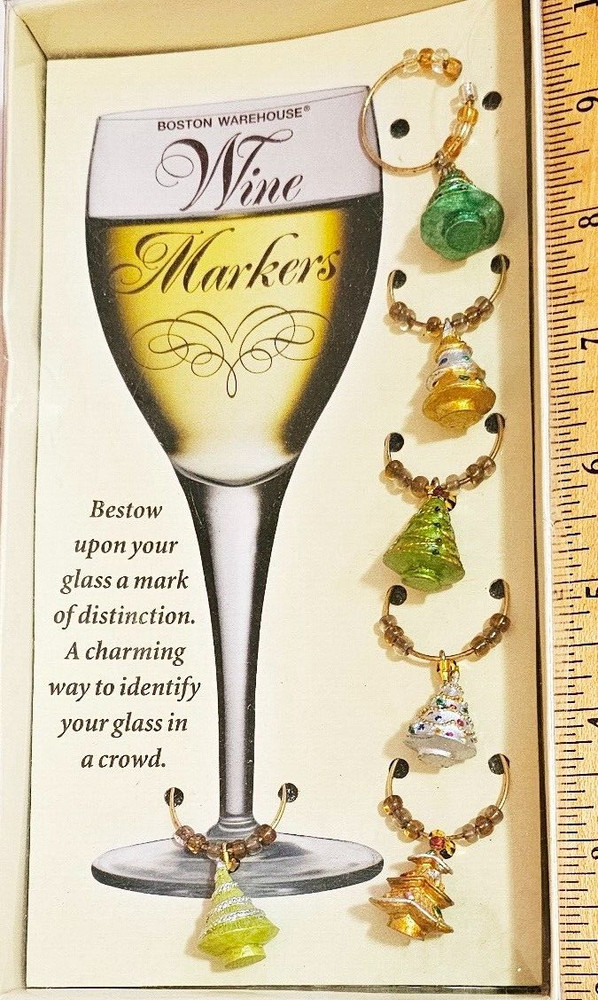 Very Nice 6pc Christmas Wine Glass Charms