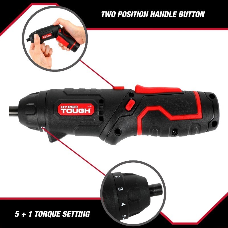 Hyper Tough 4-Volt Max Lithium-Ion Cordless Rotating Screwdriver with Charger