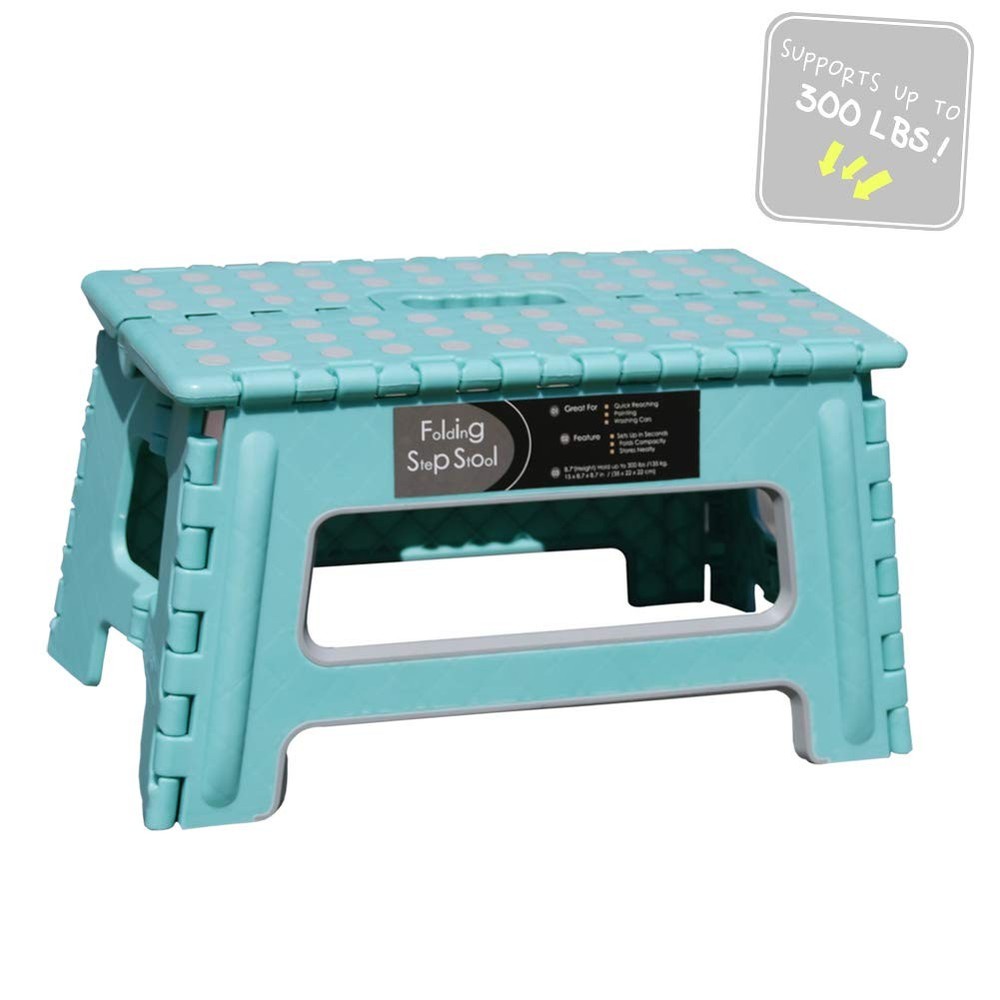 Folding Step Stool - 9" Height - Holds up 300 Lbs Lightweight Foldable Steppi...