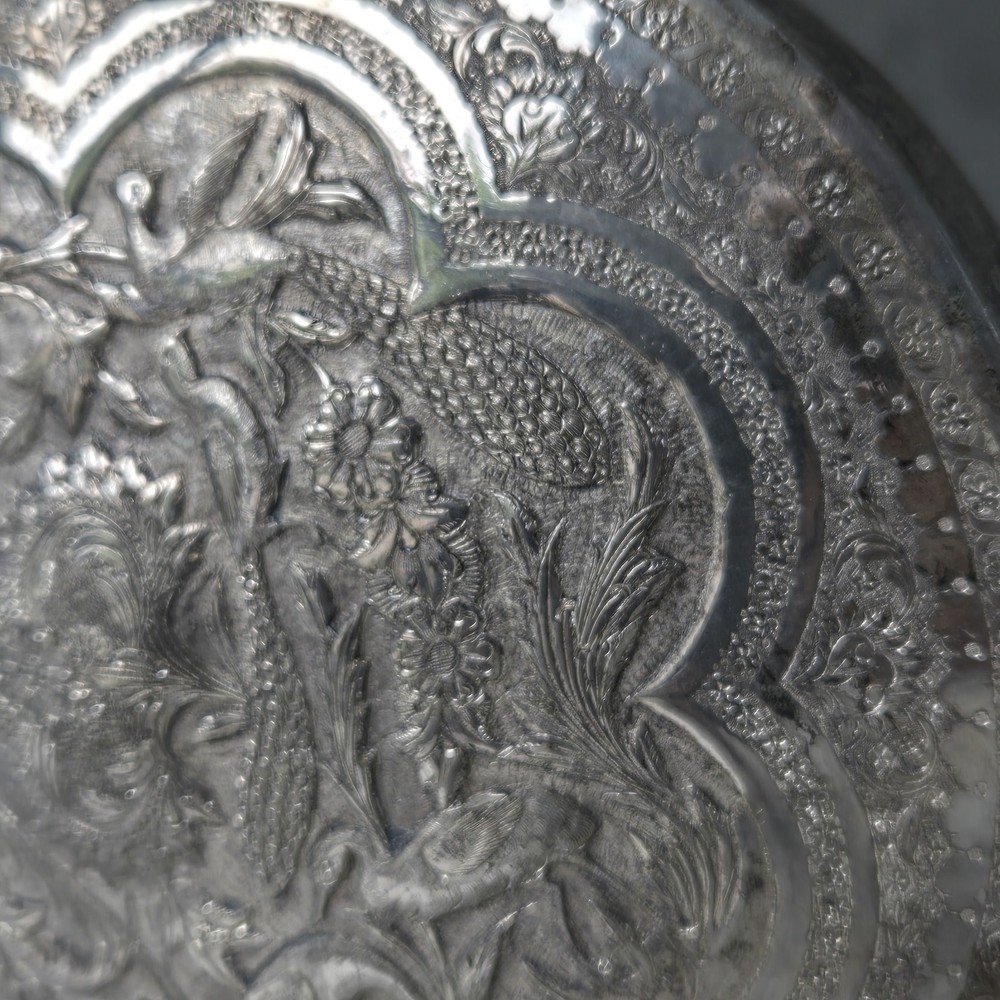 Large Beautiful Middle Eastern Silver Dome Top Round Box