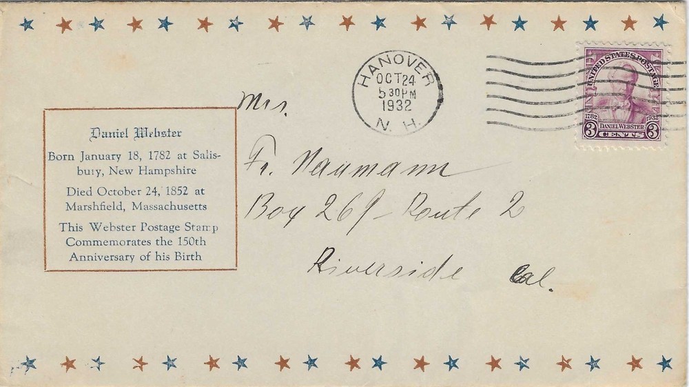 FDC   # 725-21b    --  unknown maker  --  Daniel Webster  -- Hanover