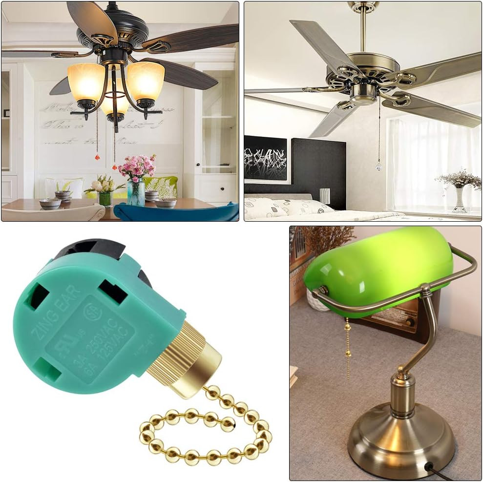 3 Pack Ceiling Fan Switch 3 Speed 4 Wire Zing Ear ZE-268S6 Fan Pull Chain Switch