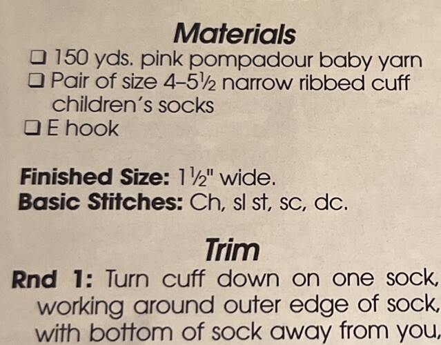 CROCHET ~ “Sock Trims” ~ PATTERN~